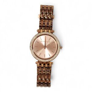 Michael Kors Darci Womens Rose Gold Tone Watch With Crystal Accents Stainless St